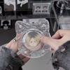 58mm Cute Cat Photo Frame Water Ripple Acrylic Badge Display Stand Rotatable Binder Button Pin Frame Desktop Anime Pin Holder