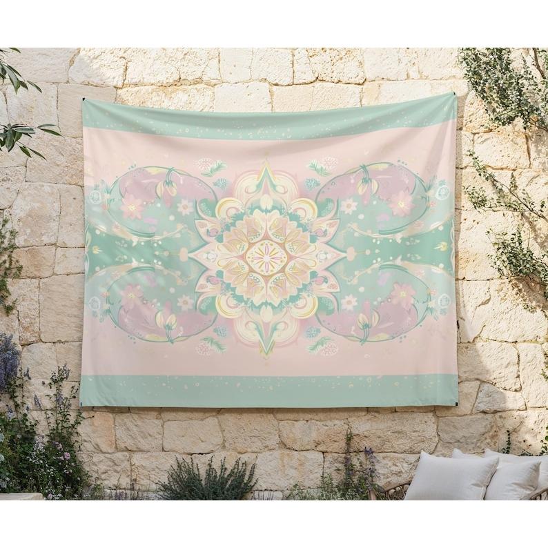 Pink Bohemian Style tapestry 75x100 чёрный