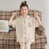 Girls Ice Silk Pajama Set Short Sleeve 3-Piece Cartoon Home Wear Ages 8
