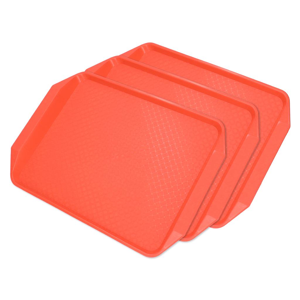 3PCS Colorful Food Tray Rectangle Thickened Binaural Plastic Tray Heat Resistance Stackable Cafeteria Trays for Hotel