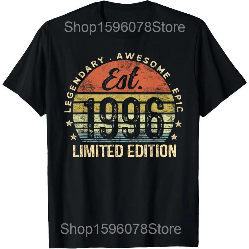 30th Birthday Vintage Born In 1996 30 Years Old B-day T Shirts Men Humor Streetwear Tee Shirt Short Sleeve Unisex Loose Clothing