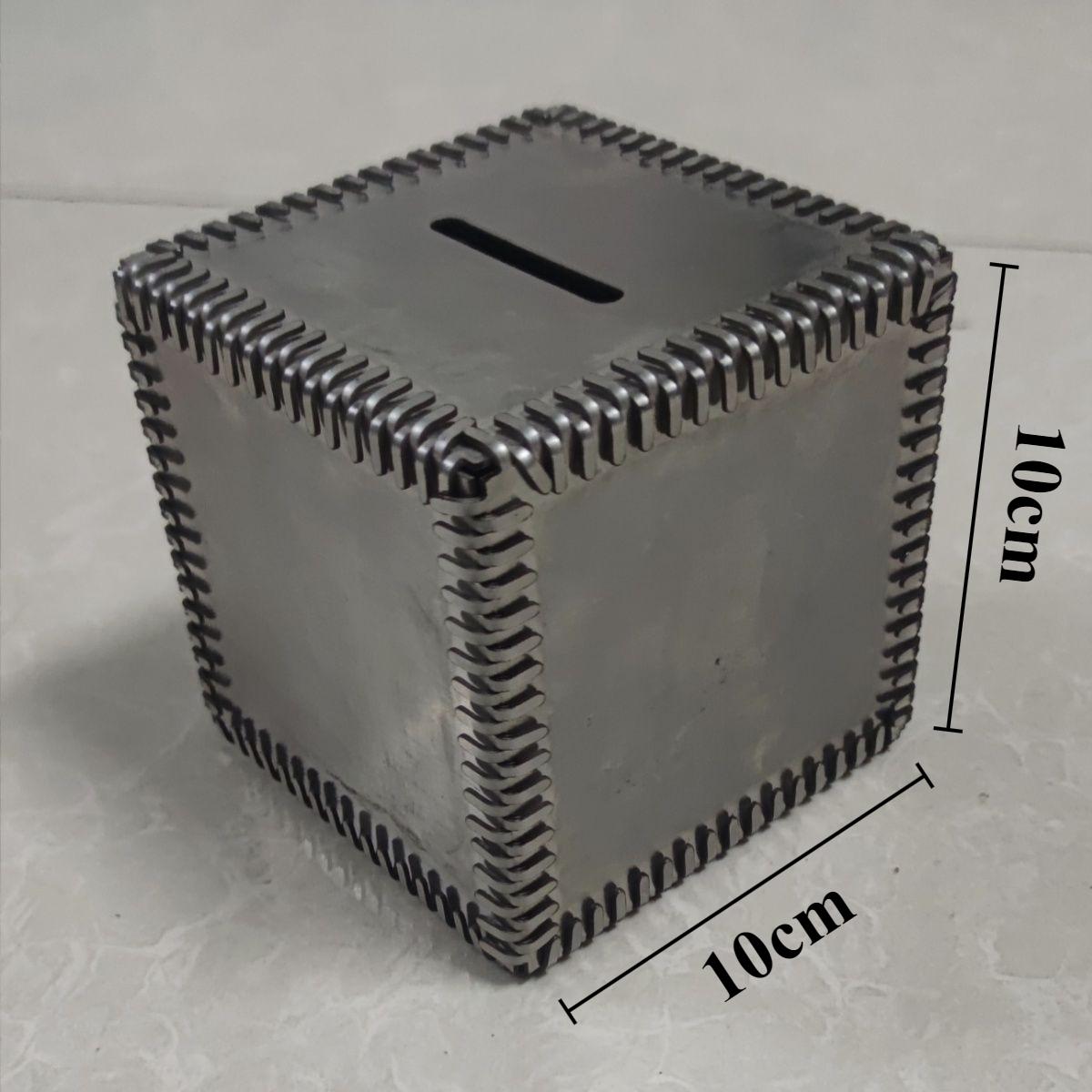 

Square Mental Piggy Bank Miniature Silvery Money Boxes Brushed Stainless Steel Storage Box Safe Security Box To Save Money