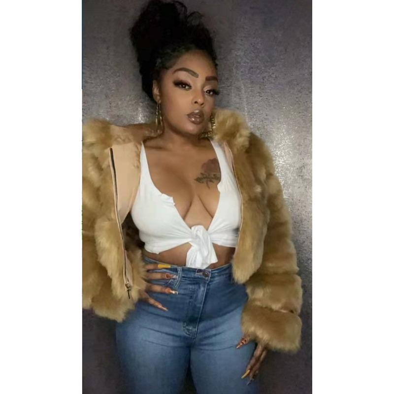 Fur Autumn and Winter New Imitation Fur Warm Hooded Fur Coat Women