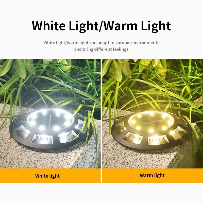 Peasur Luci Solari da Giardino, 6 Pezzi Faretto Led da Esterno Solare da Terra, 8 LED Sepolta Faretti Solari Impermeabile per Prato, Scala, Paesaggio (Bianco Caldo