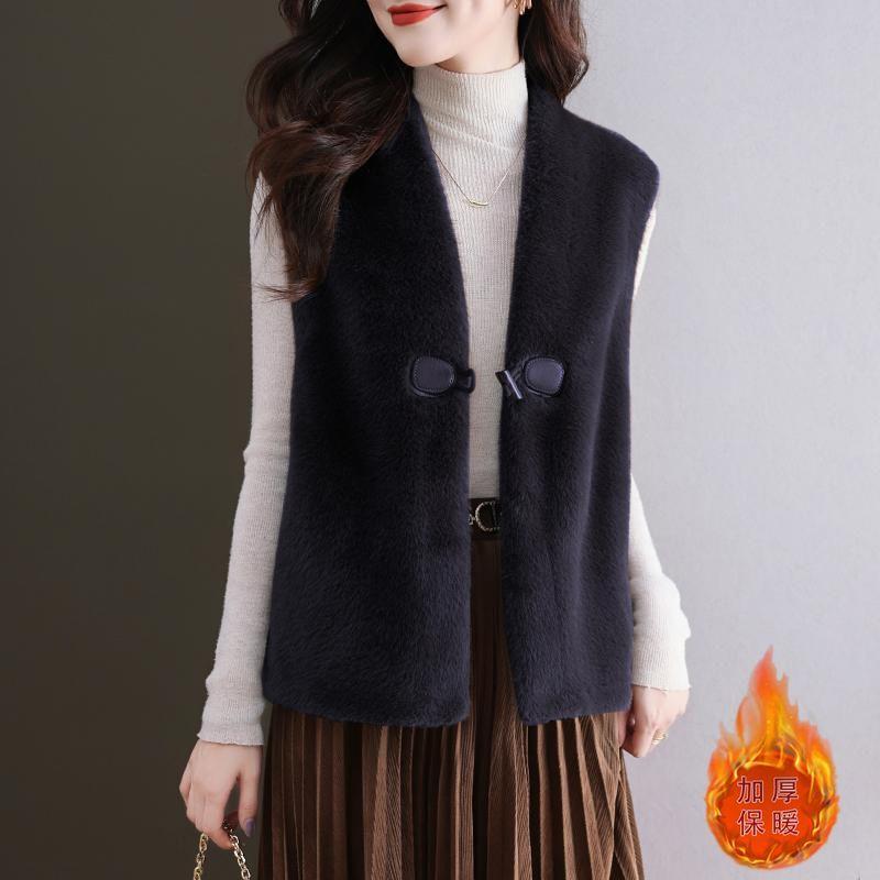 New Imitation Mink Velvet Vest Spring Autumn and Winter Fur Coat Vest Wear Thin Mother