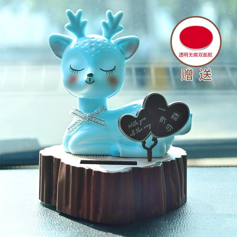 Solar Car Ornament Automatic Swing Deer Figurine Animal Doll Child Toy Holiday Gifts Center Console Car Accessories Home Decor