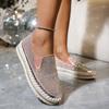 Fashion Car Stitching Full Diamond Loafers Autumn New Round Toe Deep Mouth Platform Non-slip Wear-resistant Flat Shoes