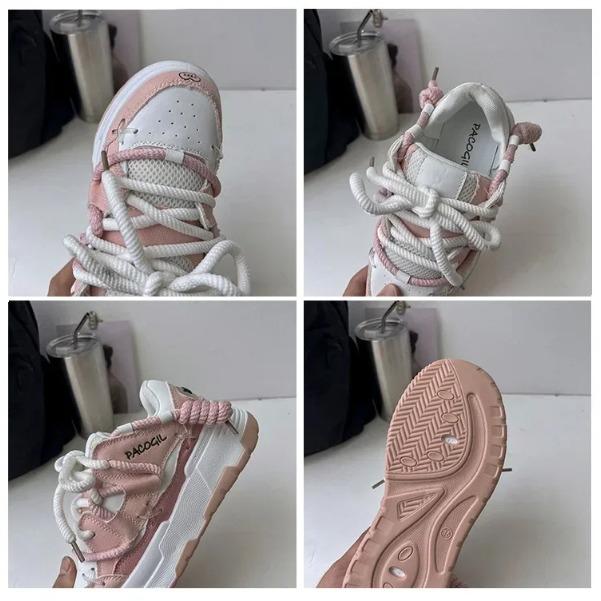 Cute Harajuku Sneakers Women's Running Shoes New Blue Thick Platform Sneakers Students Outdoor Casual Pink Vulcanized Shoes 42