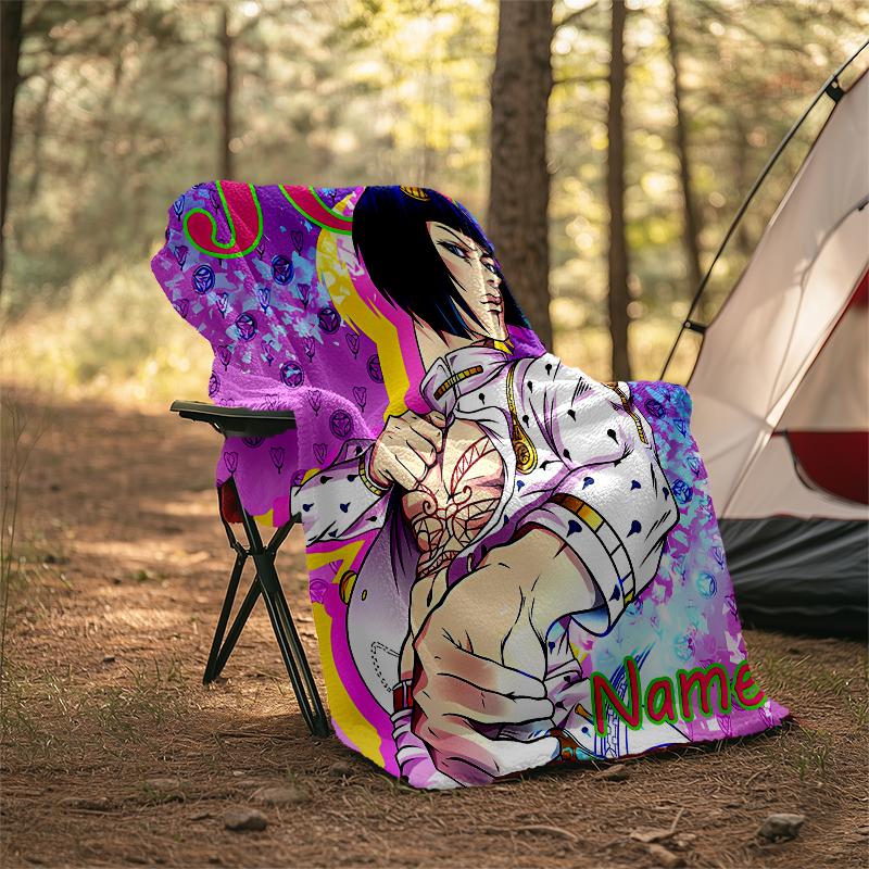 Personalized Custom Name Blanket - JoJo's Bizarre Adventure Print Design,Blanket for Sofa,Bed,Travel,Camping - Soft and Warm, Great Gift