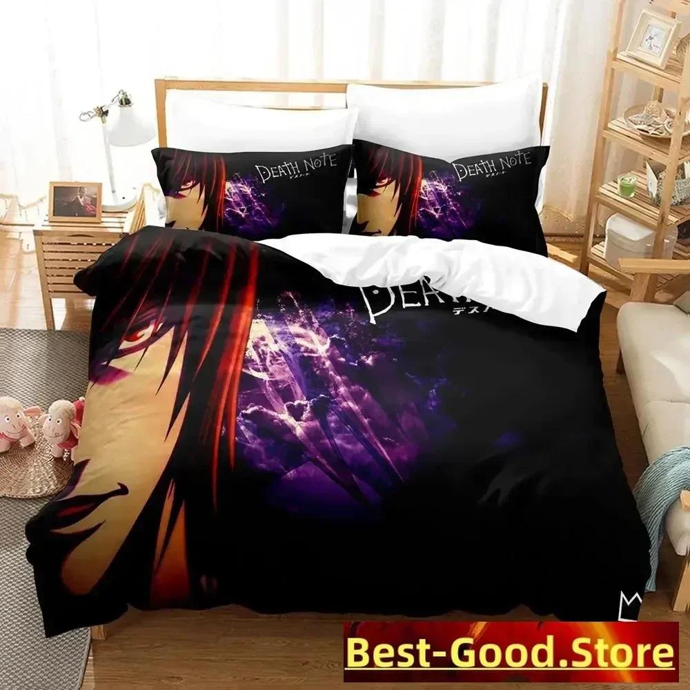 3D Death Anime Note Beding Set Printed Bed Linen Set With Pilowcase Soft Duvet Cover Soft Single Double Quen Super King-Sized Dimensionsd Dimensions