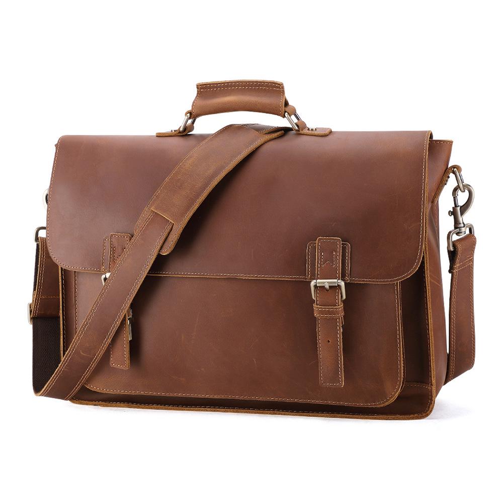 

DUJIANG Мужской кожаный портфель 17 дюймов - Большая вместимость и ретро-дизайн