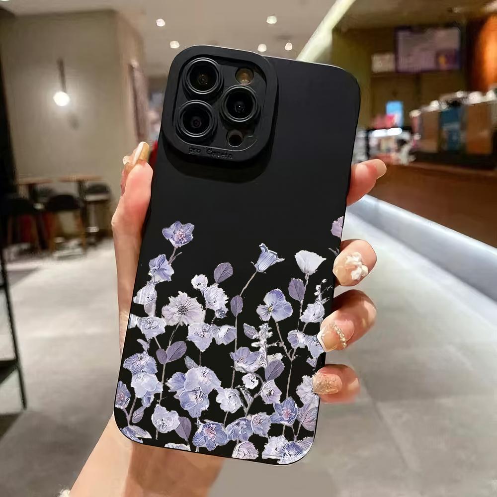 Purple Flower Pattern Phone Case Suitable for iPhone 17 16 15 14 13 12 11 Pro/Max/Plus Anti Drop and Shockproof Back Cover