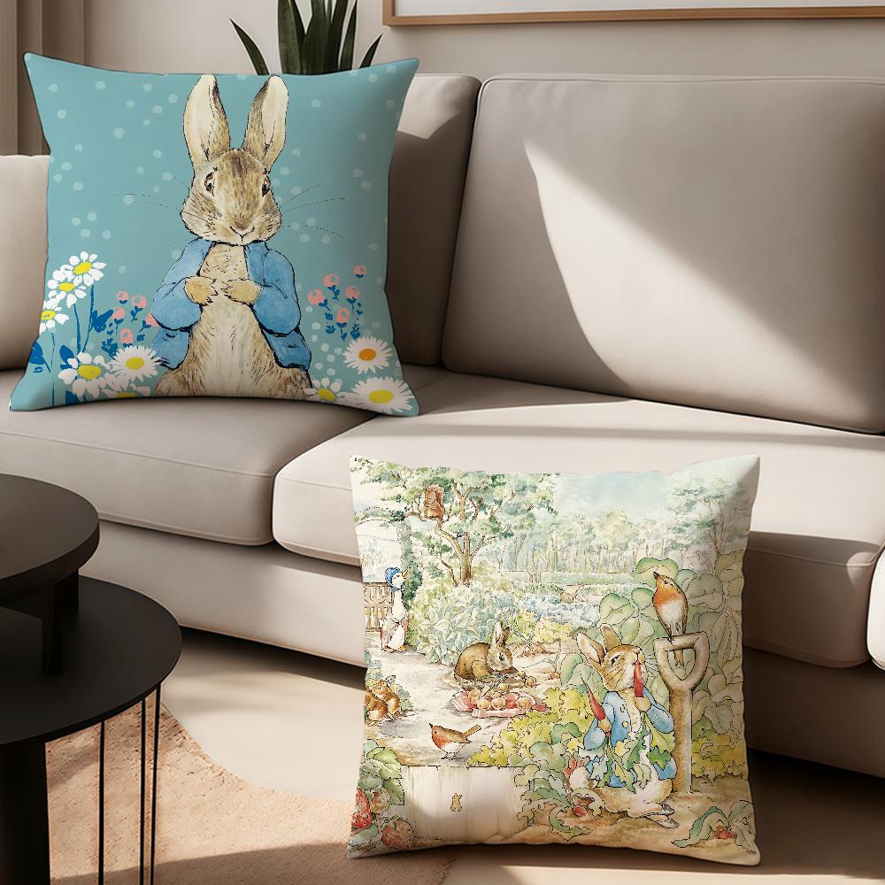 Cartoon Cute P-Peter R-Rabbit Pillow Case Home Decoration Cushion Cover Suitable For Bedroom Car Office Sofa