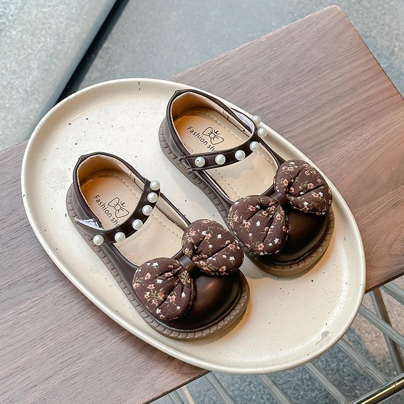 

Children s leather shoes2026Spring and Autumn Korean Style Girls Princess Shoes for Young Children, Soft Sole, Non-Slip, Durable and Slip-Resistant 23Inner Length14.1cm коричневый