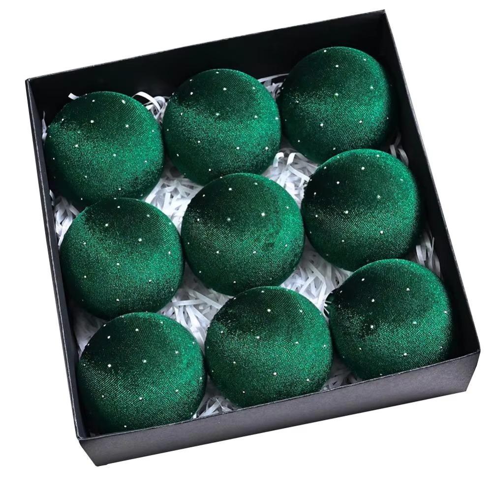 9pcs/set 8cm Velvet Christmas Balls Glitter Xmas Tree Pendant Merry Christmas Decor