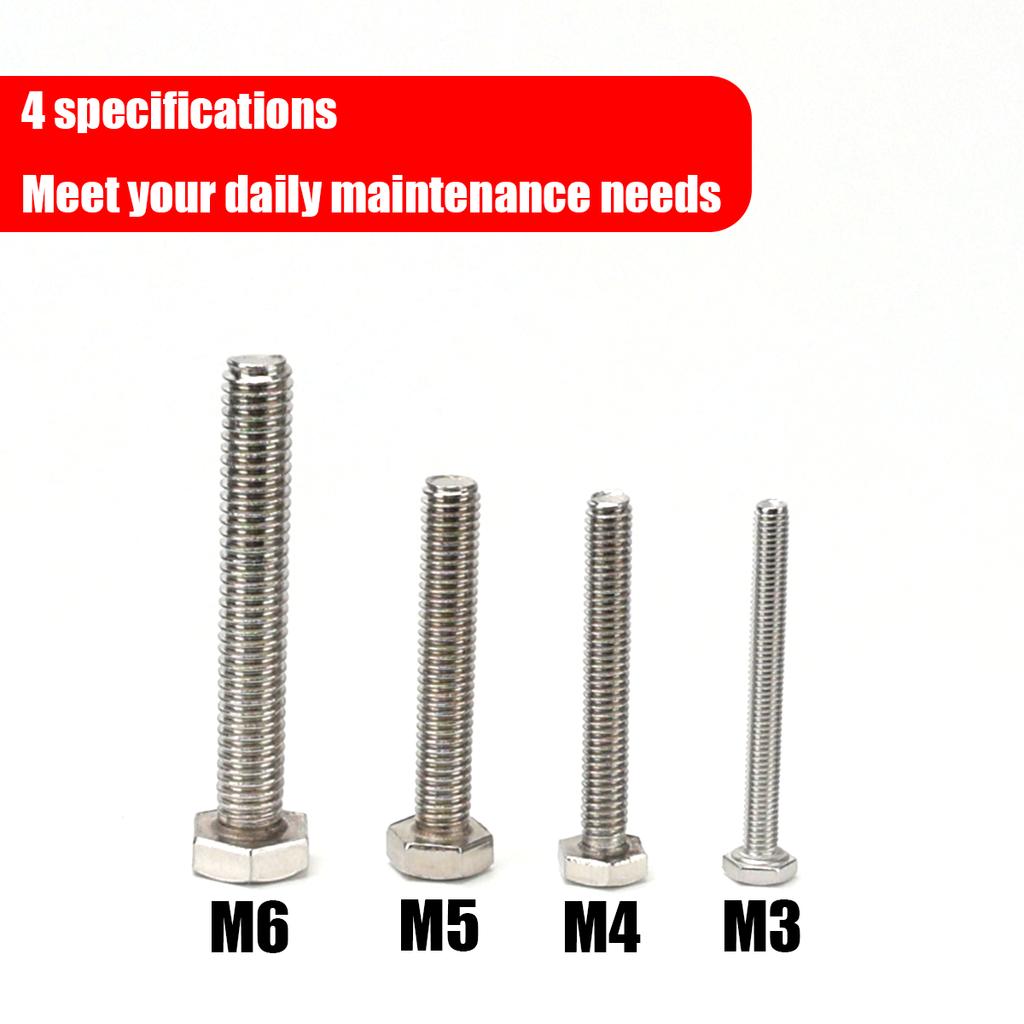 535-piece Hexagon Head Bolts, Nuts and Flat Washers Kit, M3/M4/M5/M6 Heavy Duty Stainless Steel Full Thread