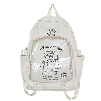 Japanese Cute Cartoon Anime Clear Backpack for Girls Large Capacity Trendy Itabag School Bag Casual Daypack Book Bag  White