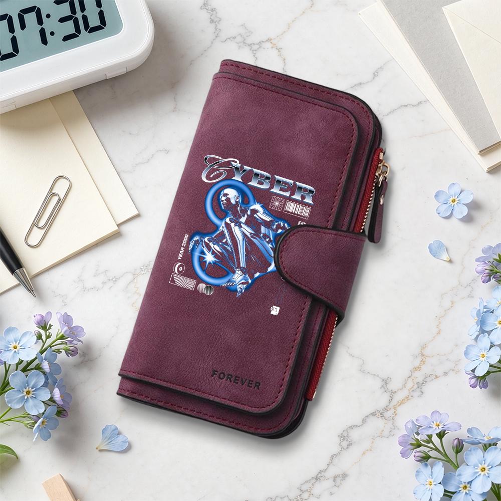 Cyber Pattern Long Wallet Multi Card Slot Fashion Portable PU Leather Purse