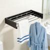 Carbon Steel Invisible Clothes Drying Rack 5 Rods 60CM Hidden Drying Rack Heavy-Duty Space Saving Clothesline Pole Hanger