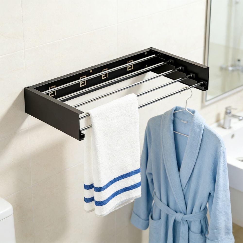 Carbon Steel Invisible Clothes Drying Rack 5 Rods 60CM Hidden Drying Rack Heavy-Duty Space Saving Clothesline Pole Hanger