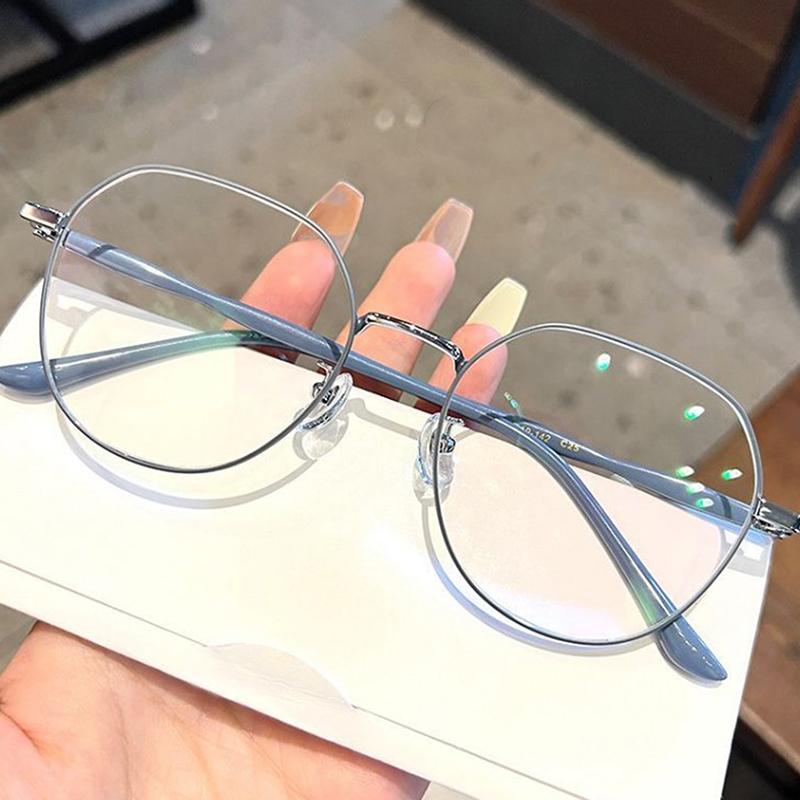 Anti Blue Light Blocking Glasses Ladies Myopia Glasses Ultralight Eyeglasses Metal Large Frame For Women