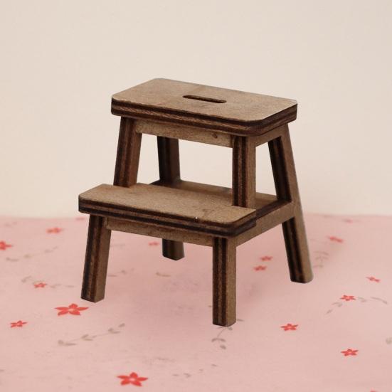 1:12 Dollhouse Mini Stool Exquisite Details Realistic Appearance Double-deck Step Stool Doll House Accessory