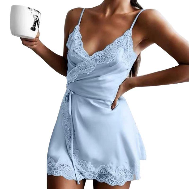 Women Lace Spaghetti Nightgown V-neck Robe