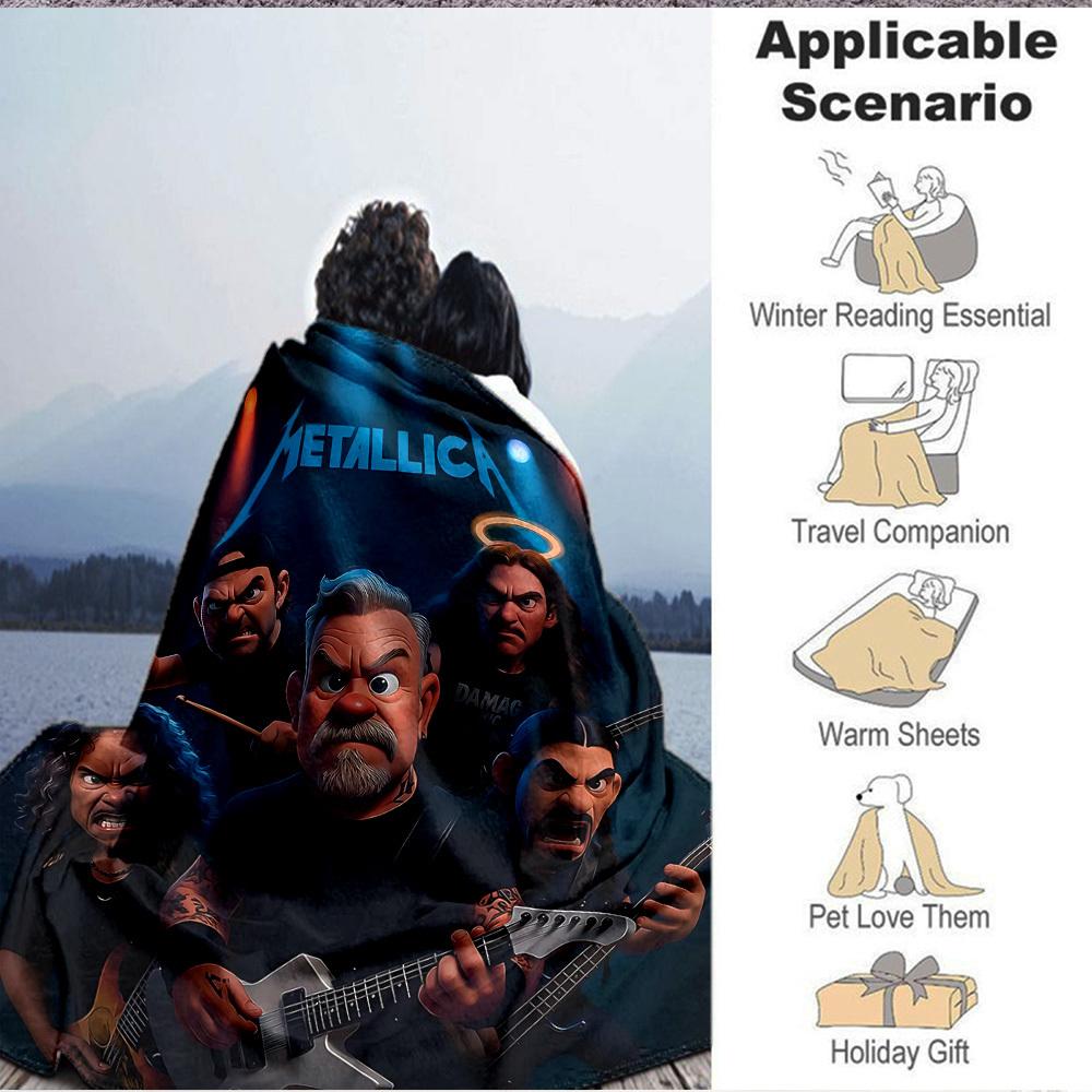 1pc Metallica Band Merchandise Blanket Lightweight Flannel Blanket Throw Blanket For Sofa, Bed, Travel, Camping, Livingroom, Office, Couch