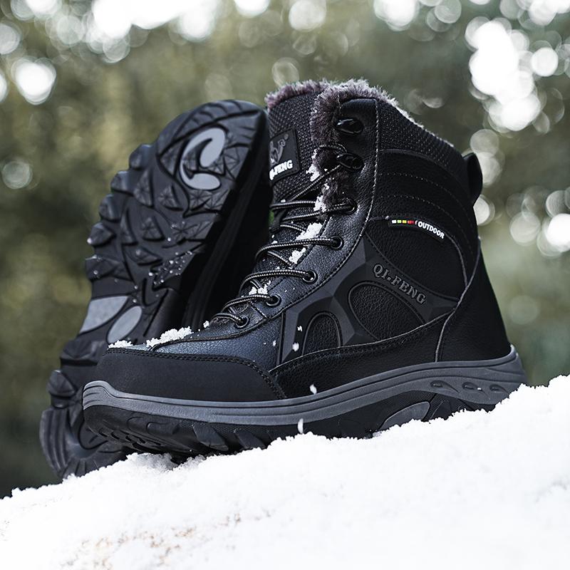 Men's Shoes Platform Thick Plush Warm Snow Boots Male Outdoor Non Slip Winter Ankle Boots