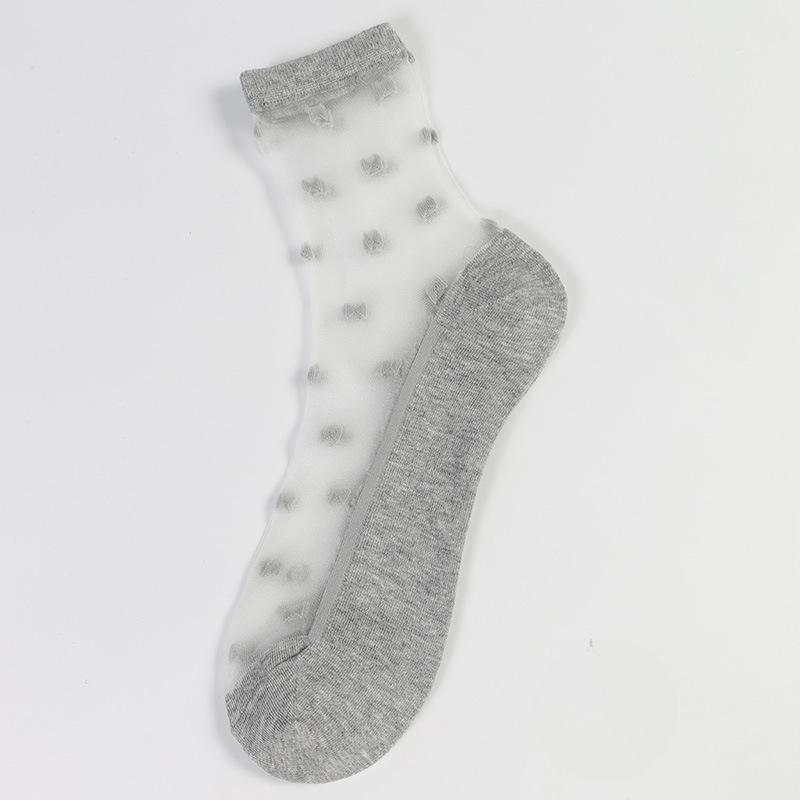 Ladies Spring and Summer New Fashion Casual Small Bow Glass Silk Socks