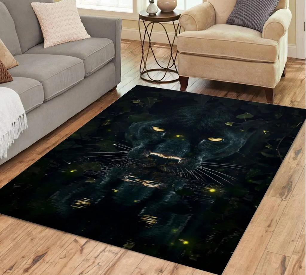 Panther Carpet Black Leopard Rug for Living Room Large Area Rug Animal Lion Tiger Doormat for Bedroom Home Decoration Tribal Rug