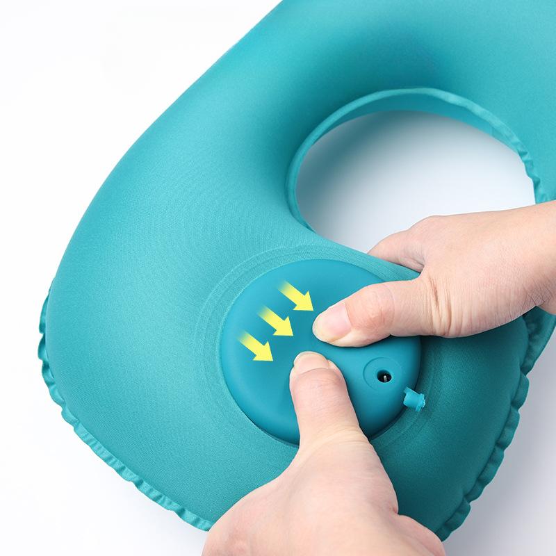 1PC U-Shaped Pillow Travel Portable Press Outdoor U-Shaped Pillow Car Seat Cushion Automatic Inflatable