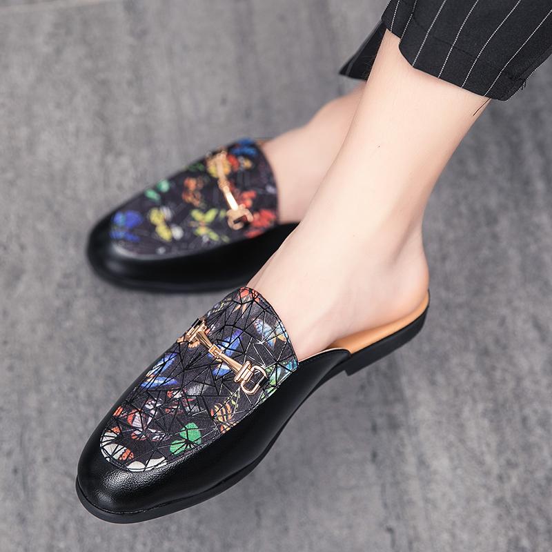 Mules Men Semi-Drag Casual Shoes Backless Dress Shoes Loafers Slippers 2025 Summer Half Shoes for Men Party Flats Male Slides