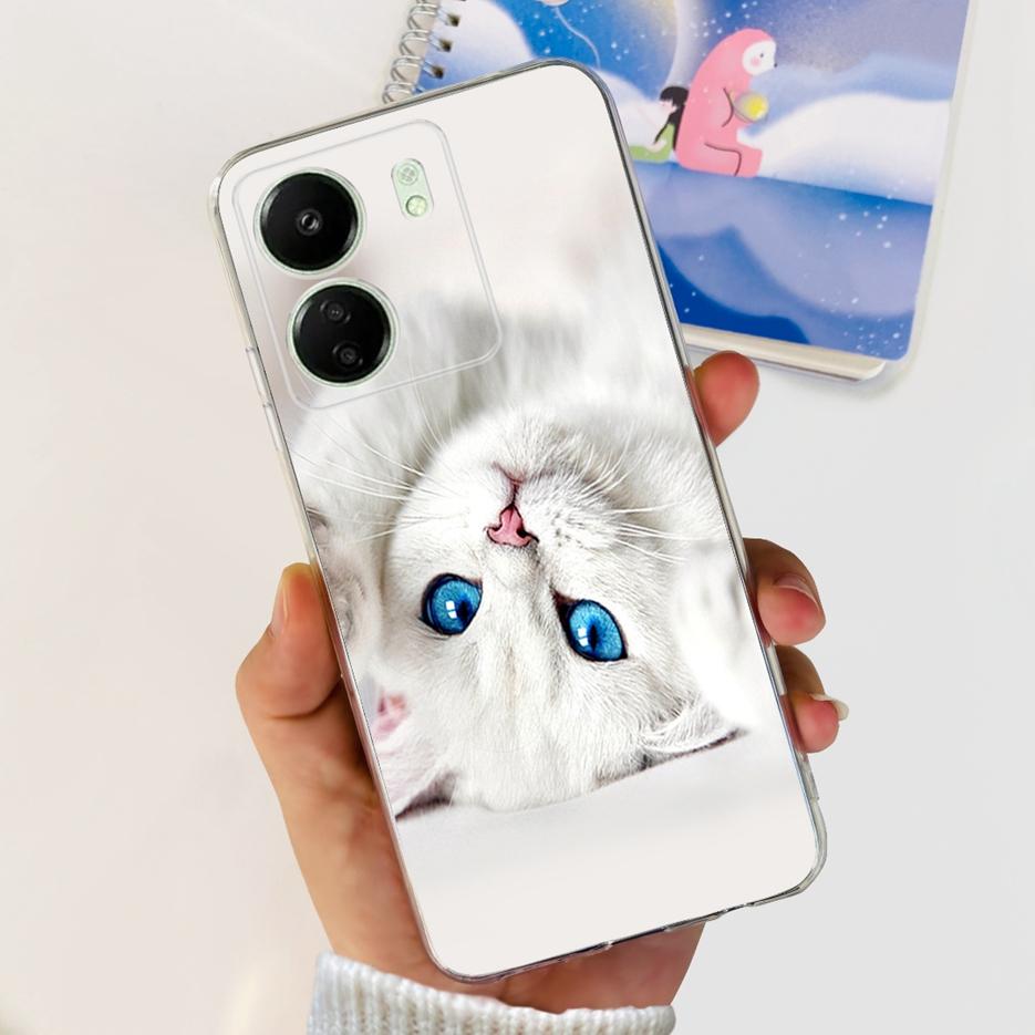 For Xiaomi Poco C65 Case Cute Cat Butterfly Cover Soft TPU Phone Case For Xiaomi Redmi 13C Redmi13C PocoC65 Fundas 6.74'' Bumper