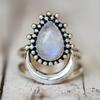 Vintage Punk Style Mondstein Sichel Silberring für Damen mit Diamantakzenten Handgefertigter Boho Schmuck