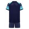 Children‘s Football Training Outfit V-Neck Short Sleeve Patterned T-Shirt and Elastic Waistband Drawstring Shorts for Athletic Practice