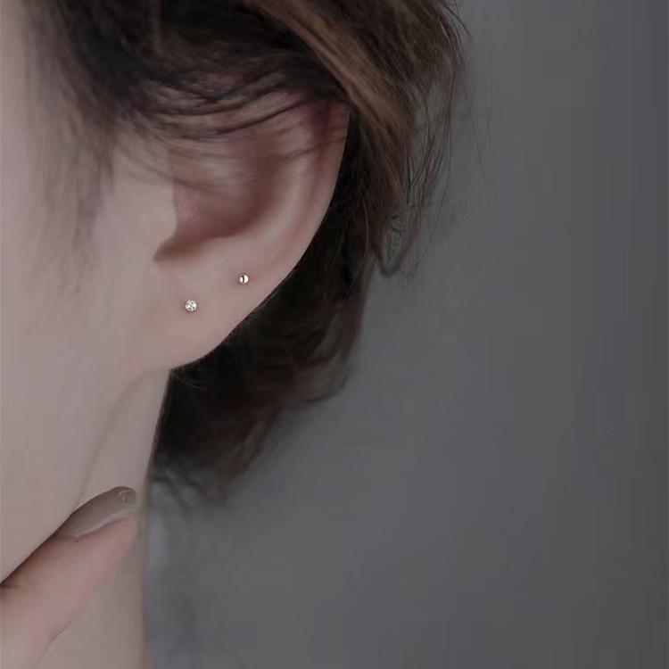 S999 Sterling Silver Mini Zircon Stud Earrings - Simple & Versatile for Summer.