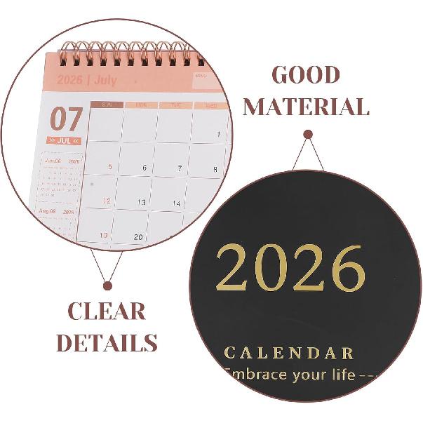 jojofuny Small Desk Calendar: 2025-2026 Desktop Standing Calendar Mini Monthly Planner July 2025 to December 2026 Tabletop for Office School