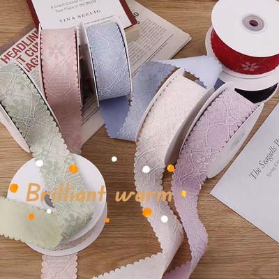 10 Yards 38mm Gold/silver Lace Silk Screen with Glossy Handmade Bow Hair Accessories Clothing Fresh Flowers Decorative Ribbons