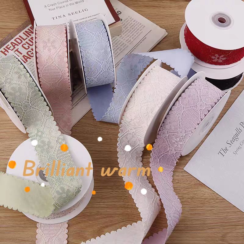 10 Yards 38mm Gold/silver Lace Silk Screen with Glossy Handmade Bow Hair Accessories Clothing Fresh Flowers Decorative Ribbons