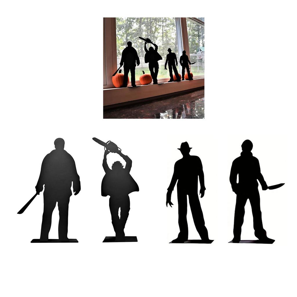 ჰელოუინის დესკტოპის ჩრდილების ფიგურების ორნამენტები ლითონის ფხვნილის საფარით მაგიდის ზედაპირი სახლის დეკორაციები 6 ინჩი