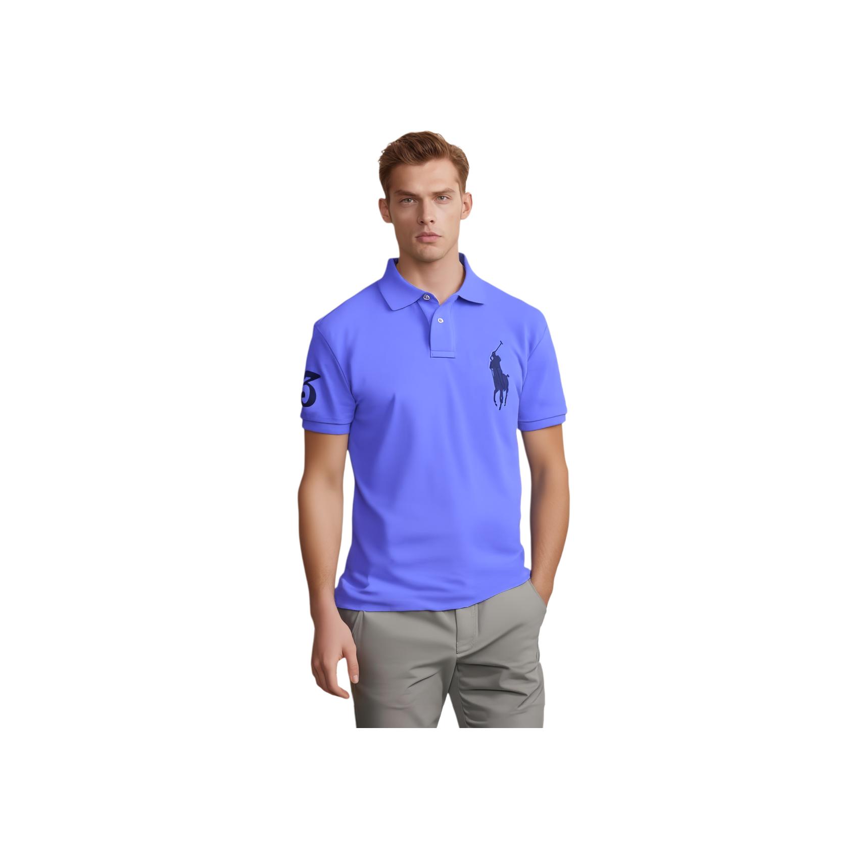 

Polo Ralph Lauren SS22 Logo Embroidered Casual Short Sleeve Polo Shirt Men tops Blue 710697457-029 S