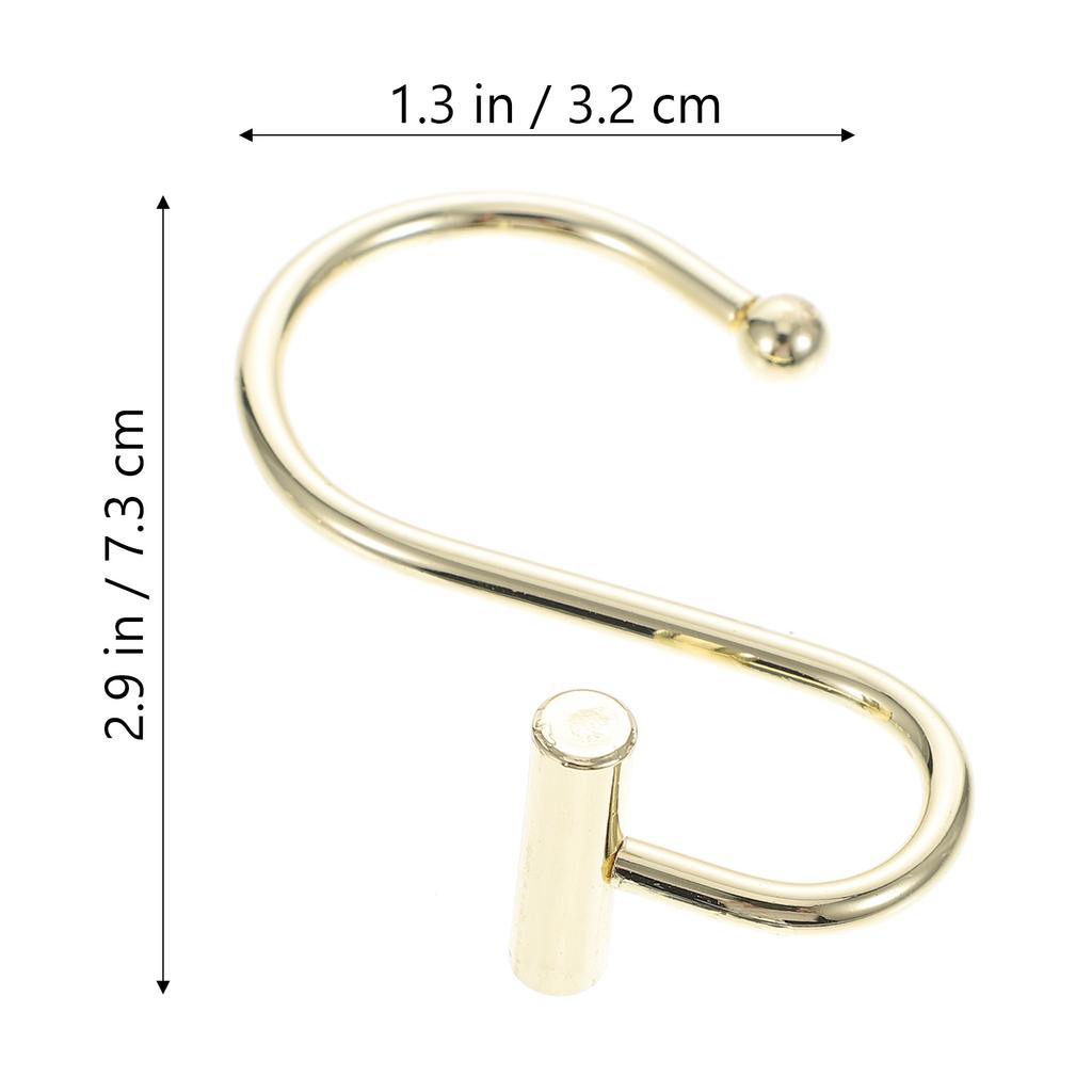 12Pcs T-Bar Curtain Hooks Metal Shower Rings Seamless Slide No Bunching Modern Bathroom Decor Shower Curtain Hooks