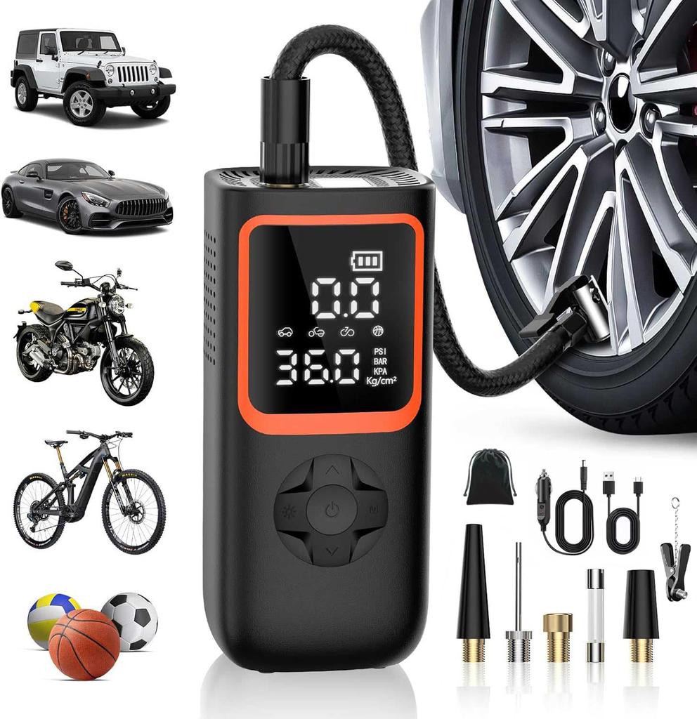 VCYCTO Electric Tire Pump for and 150 6000 mAh High 50 dB Quiet Style Emergency Auto Fast Tire Air Storage Japanese Instruction Manual Included