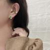 Retro Luxury Fake Piercing Square Emerald Color 3A Zircon Clip Earrings for Women Stainless Steel U-shaped Ear Clips Jewelry