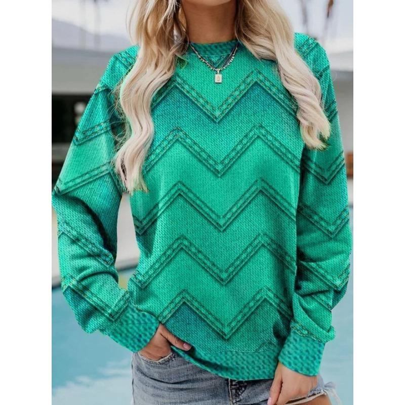 Ethnic Geometric Pattern 3D Print Sweatshirts Women Casual Raglan Long Sleeves Hoodie Y2k Pullover Harajuku Tops
