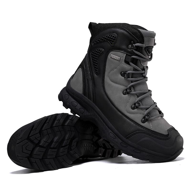 New Men's Mountaineering Boots, Anti Collision and Anti Slip, Large Size Outdoor Training and Hiking Boots, High Top Breathable