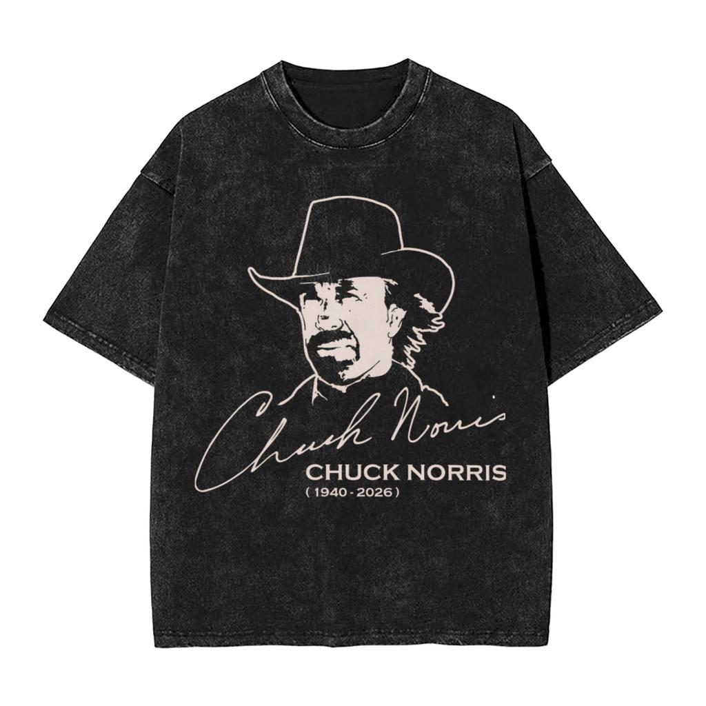 T-shirt Lavate Il Più Grande di Tutti i Tempi Chuck Norris Hip Hop T-shirt Retrò Harajuku Streetwear Top in Cotone Top Magliette per Unisex Donna