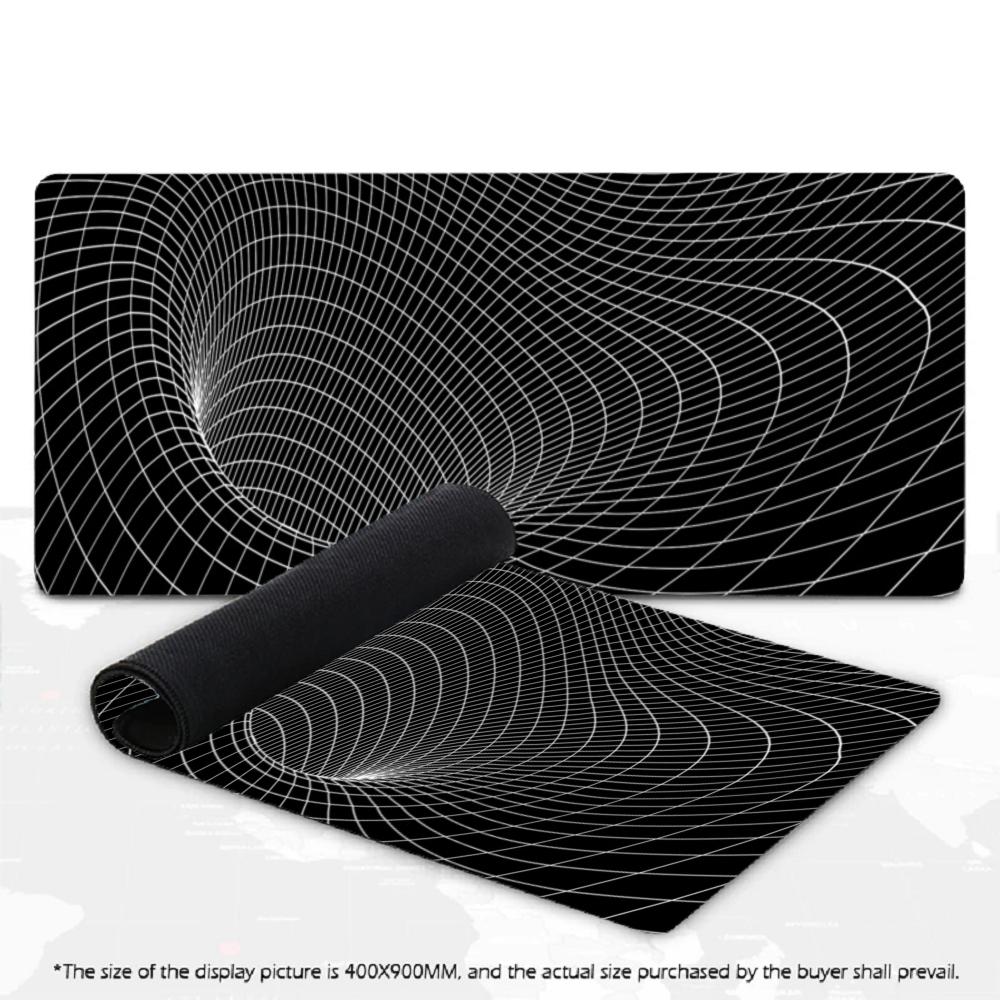 XXL 3D Vortex Wireframe Mouse Pad Geometric Tunnel Grid Abstract Art Deskmat Non-Slip Rubber Keyboard Mat Gaming Table Mousepad