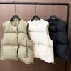 Nuovo gilet piumino bianco d'anatra imbottito da donna corto con girocollo piccolo senso del design alla moda stile straniero gilet